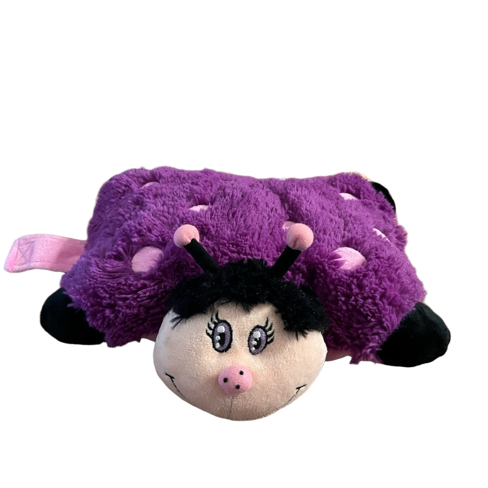 RARE Pillow Pets Pee-Wees "Dreamy Ladybug" Purple Pink Plush 11”
